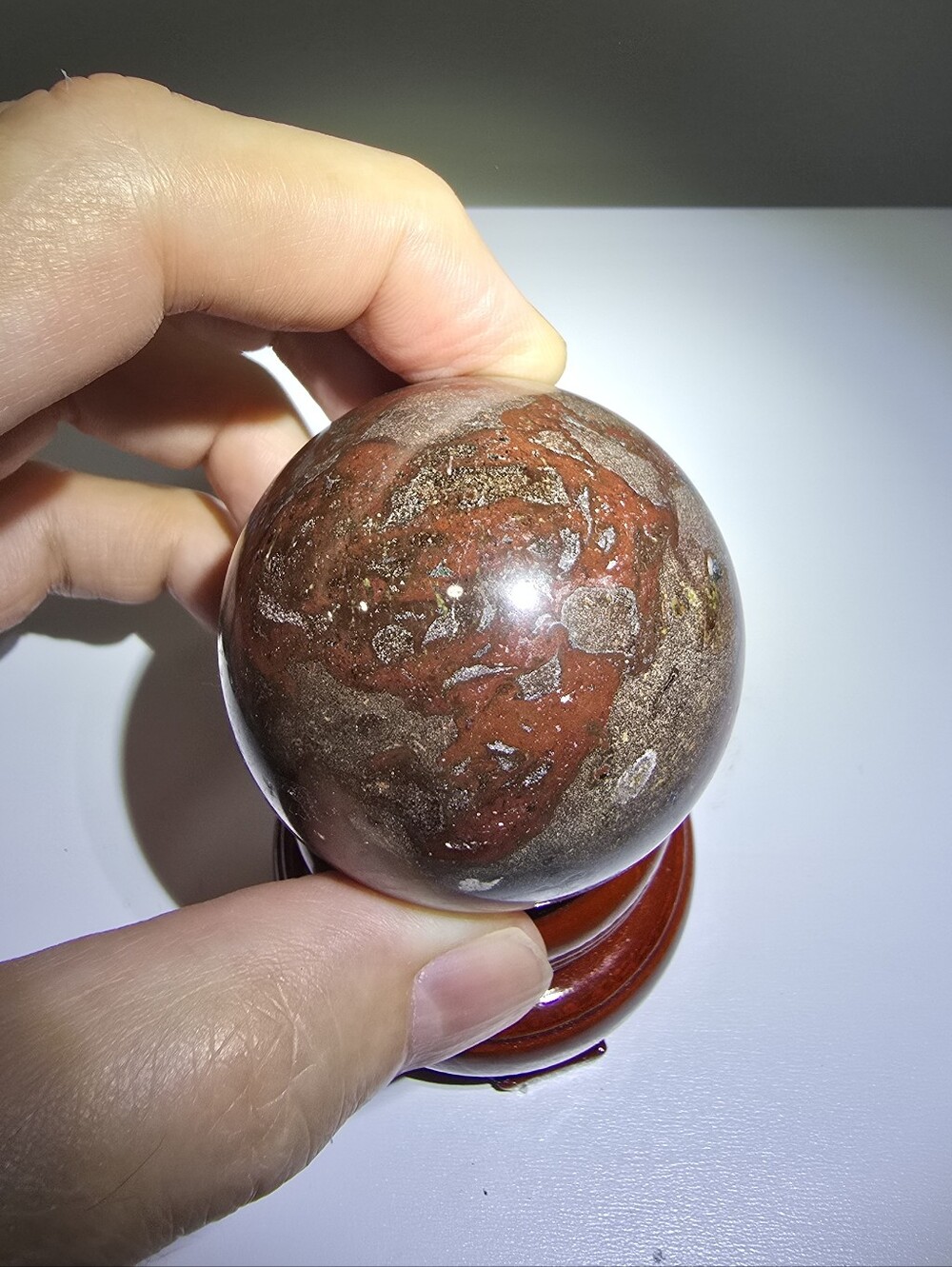 0.5 lbs Dragon Blood Jasper Crystal Sphere #C 52 mm